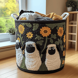 Happy Sheep Quilted Laundry Basket Holiday Season Merch