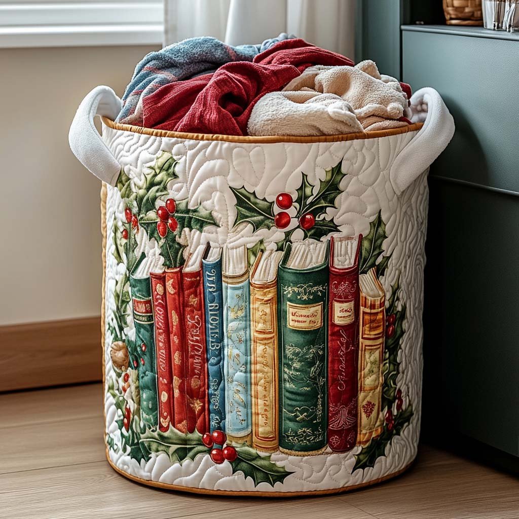 Holiday Stories Quilted Laundry Basket Merch For Him