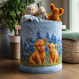 Highland Mist Quilted Laundry Basket Merch For Cozy Nights