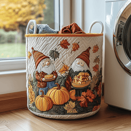 Harvest Gnome Quilted Laundry Basket Perfect Gift For Your House