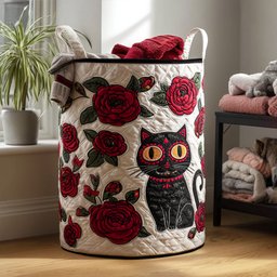 Nine Lives In Bloom Quilted Laundry Basket Thanksgiving Merch Gift