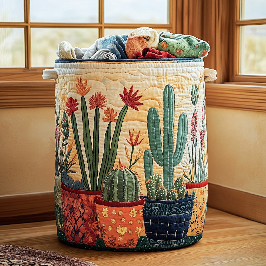 Prickly Charm Quilted Laundry Basket Valentine�s Day Merch Gift