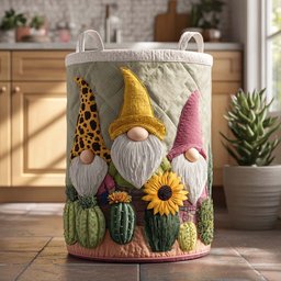 Happy Hat Gnome Quilted Laundry Basket Anniversary Merch Gift