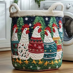 Whimsical Chicken Quilted Laundry Basket Gftotg399 Anniversary Merch Gift