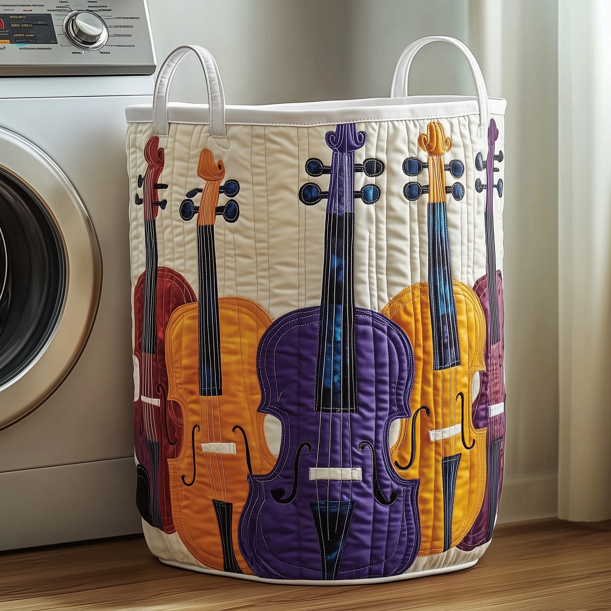 Melodic Violin Quilted Laundry Basket Father�s Day Merch Gift