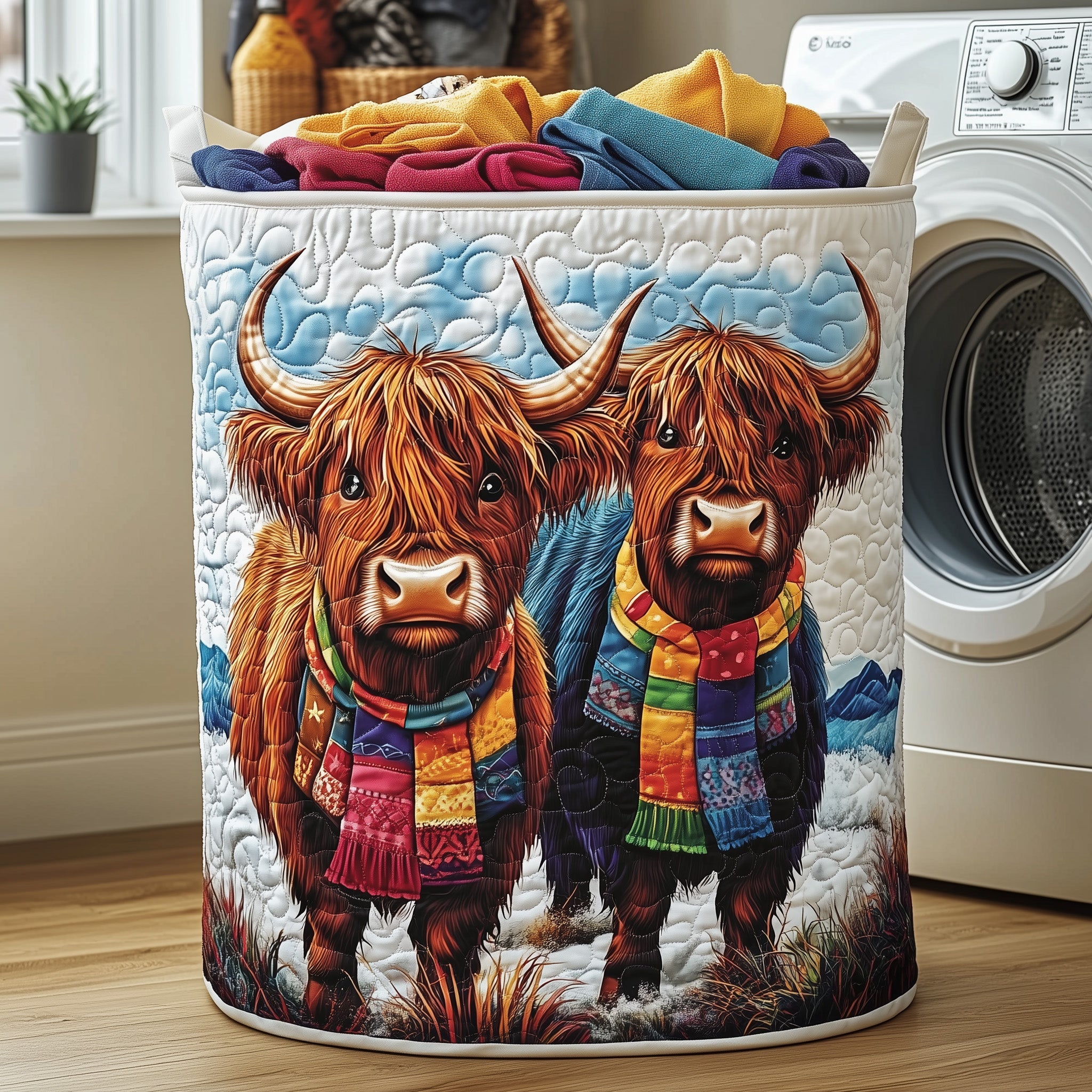 Highland Cow Quilted Laundry Basket Merch For Kids