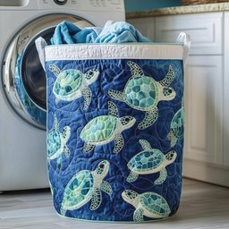 Sea Turtle Quilted Laundry Basket Mother�s Day Merch Gift