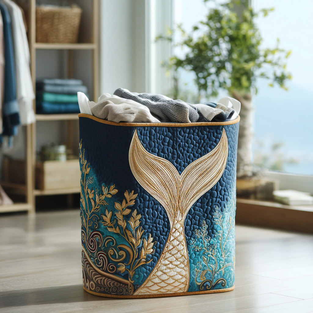 Shimmer Tide Quilted Laundry Basket Creative Gift For Family