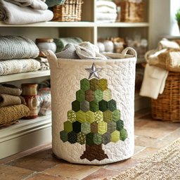 Patch Pine Quilted Laundry Basket Ideal Gift For Mom
