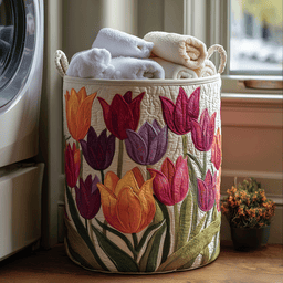Tulip Joy Quilted Laundry Basket Holiday Favorite Gift