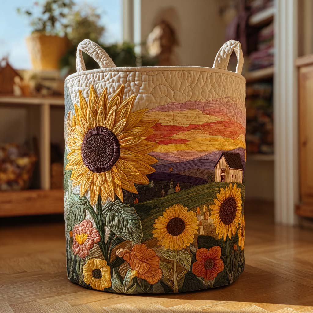 Flourishing Sunshine Quilted Laundry Basket Father�s Day Merch Gift