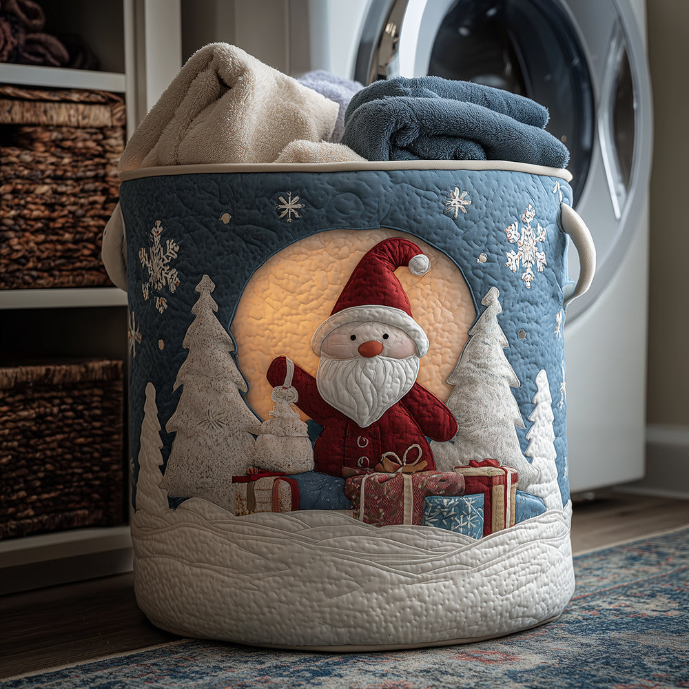 Jolly Santa Quilted Laundry Basket Winter Merch Essentials