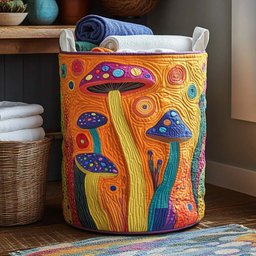 Mystic Mushroom Quilted Laundry Basket Back To School Merch