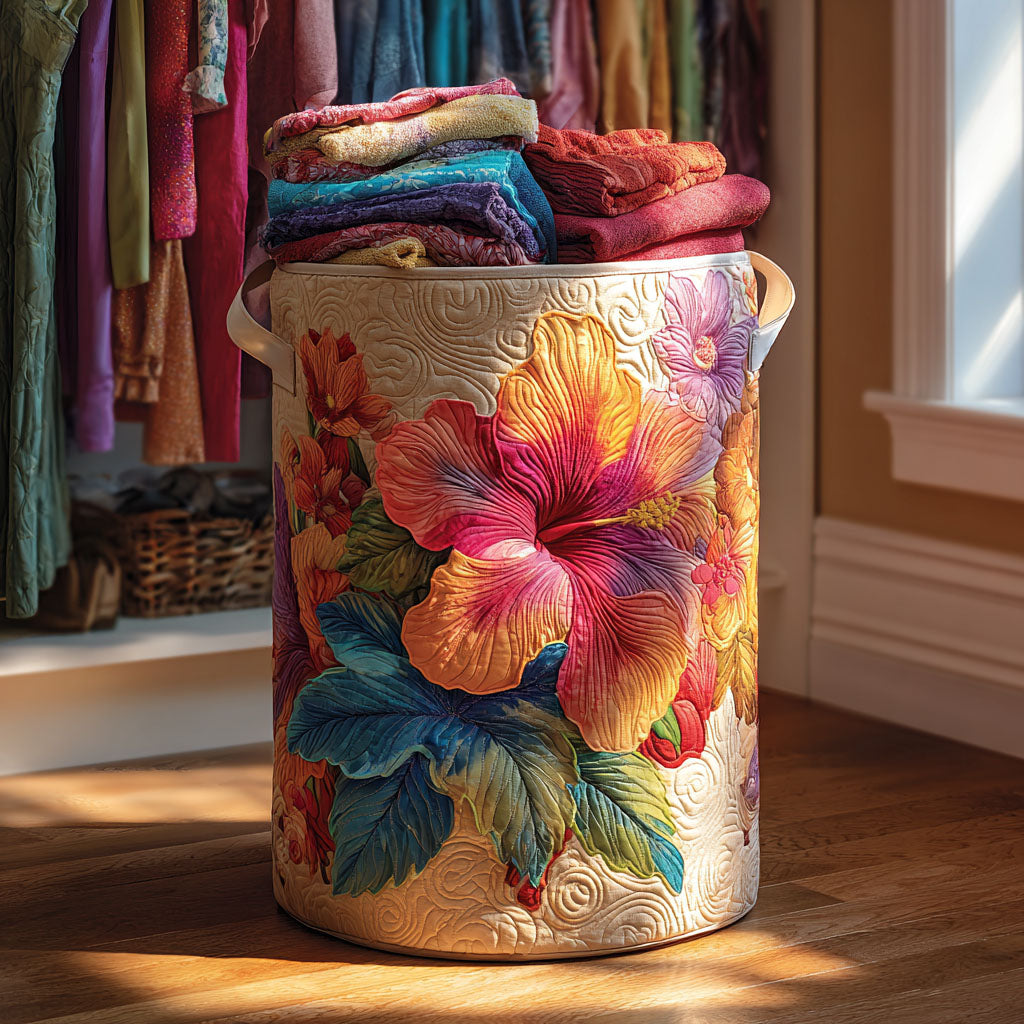 Tropical Bloom Quilted Laundry Basket Merch For Him
