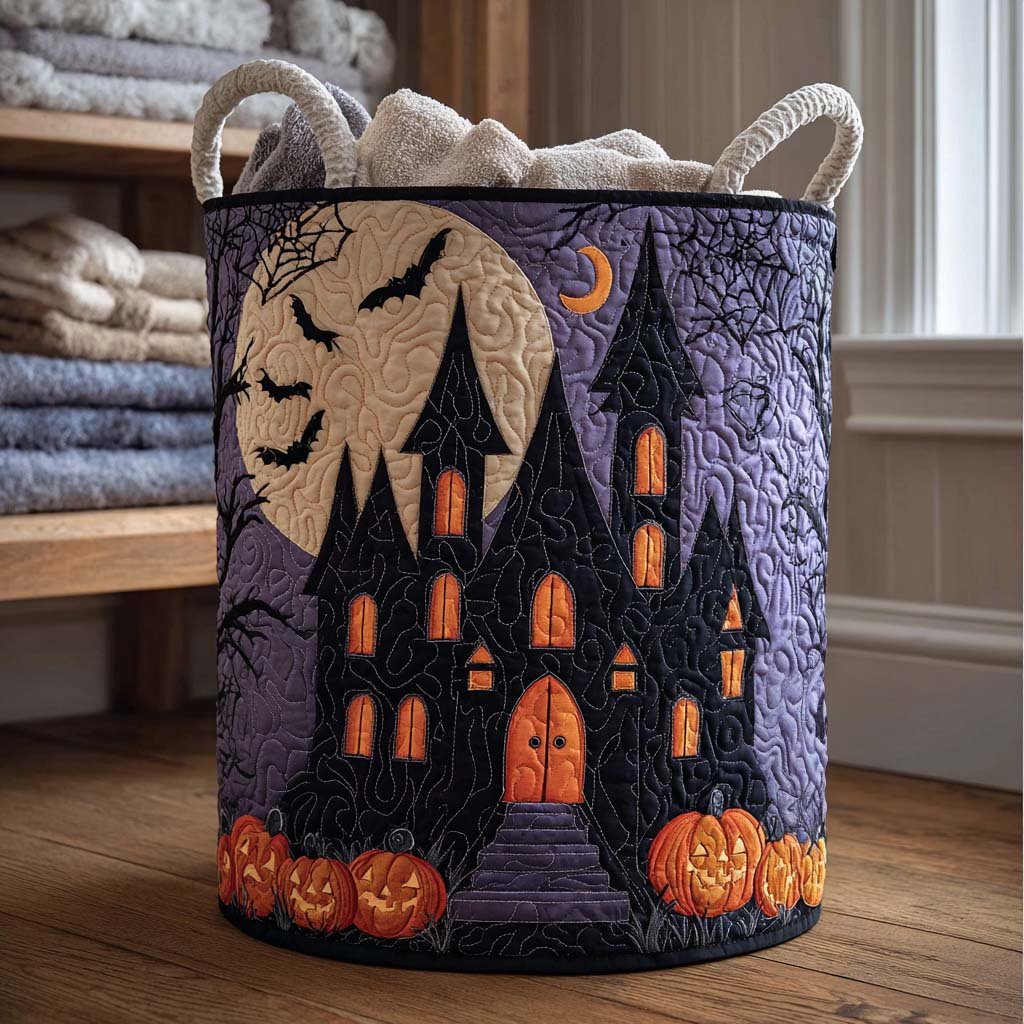 Haunting Delight Quilted Laundry Basket Valentine�s Day Merch Gift