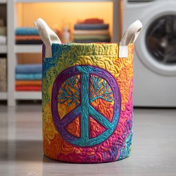 Ocean Breeze Peace Quilted Laundry Basket Halloween Merch Gift