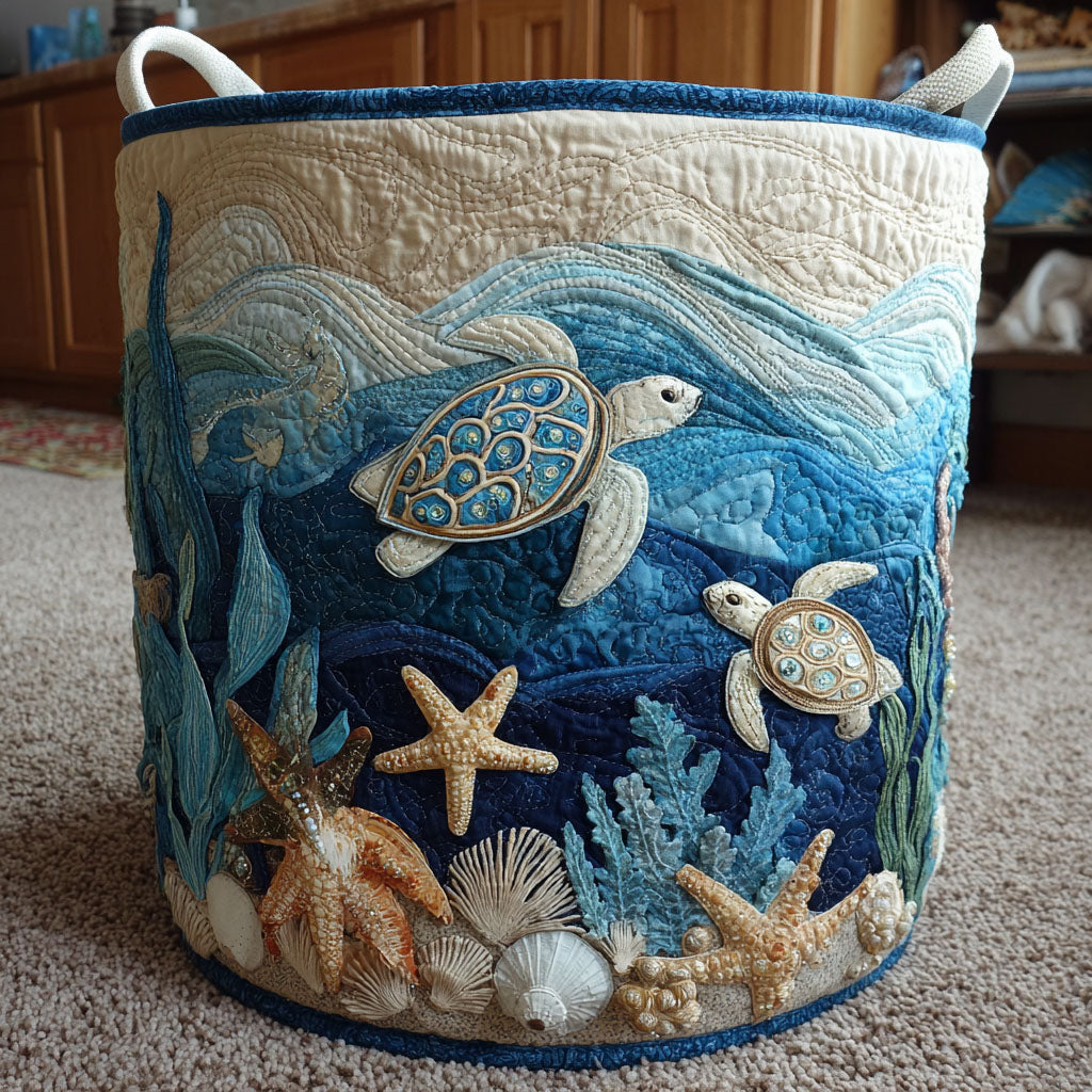 Shell Shine Quilted Laundry Basket Father�s Day Merch Gift