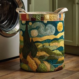 Serene Meadow Quilted Laundry Basket Merch For Dad