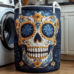 Fiesta Skull Quilted Laundry Basket Holiday Merch Gift