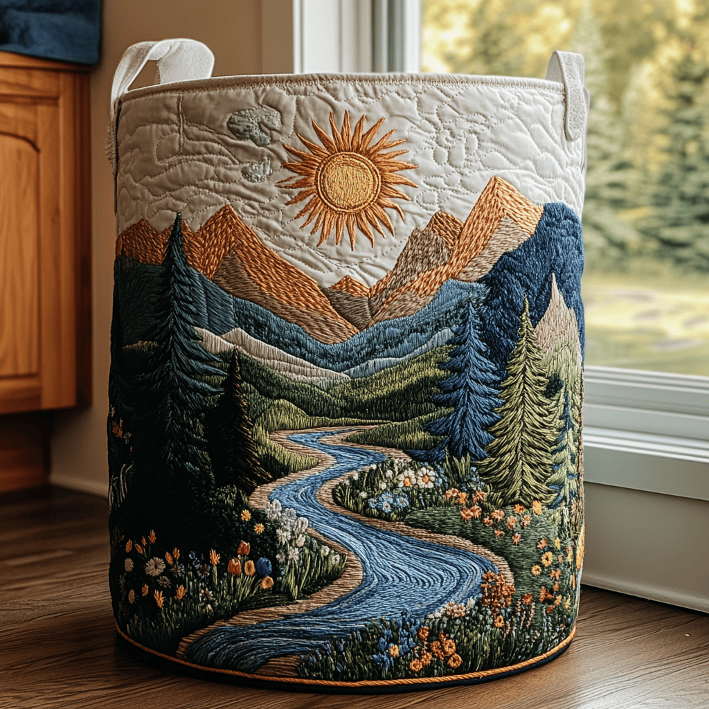 River Journey Quilted Laundry Basket Best Gift For Him