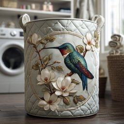Hummingbird Lace Quilted Laundry Basket Merch For Friends