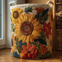 Sunlit Fields Quilted Laundry Basket Holiday Season Merch