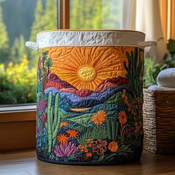 Wild Succulents Quilted Laundry Basket Ideal Present For Newlyweds
