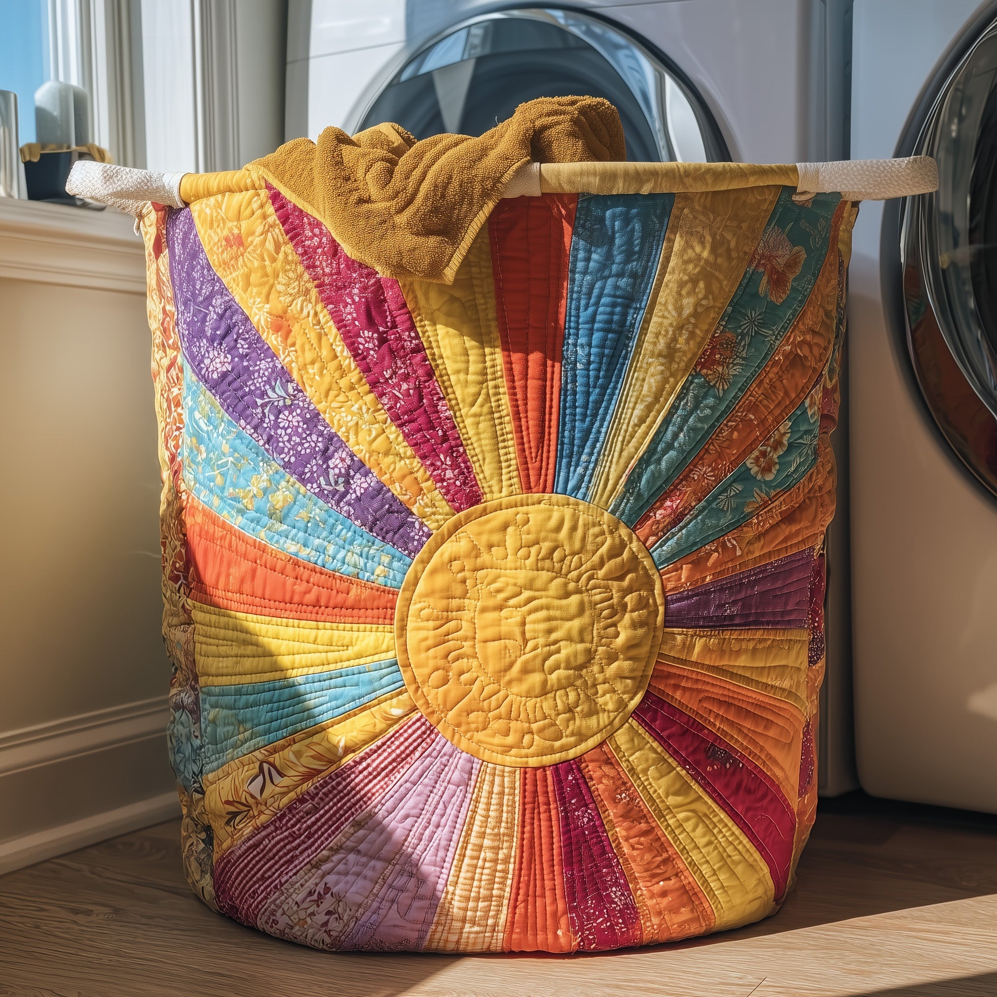 Hippie Sun Quilted Laundry Basket Merch For Couples