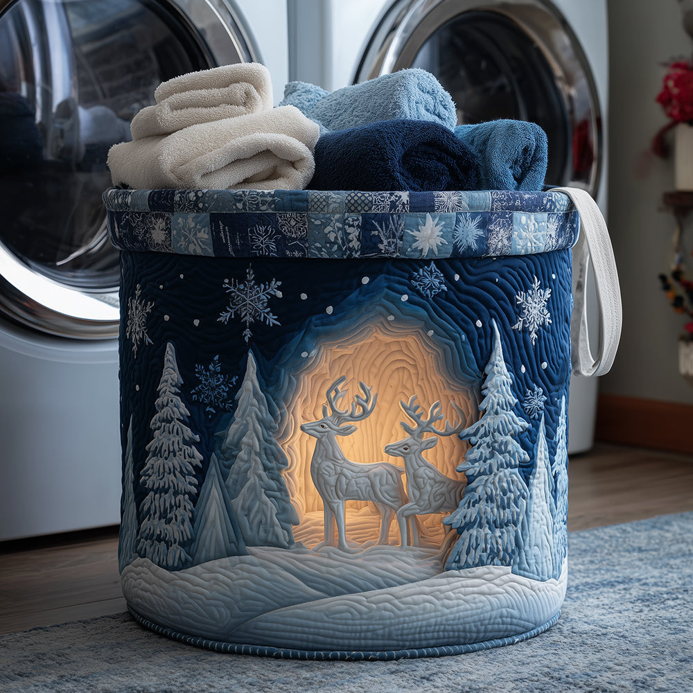 Starlit Reindeer Quilted Laundry Basket Mother�s Day Merch Gift