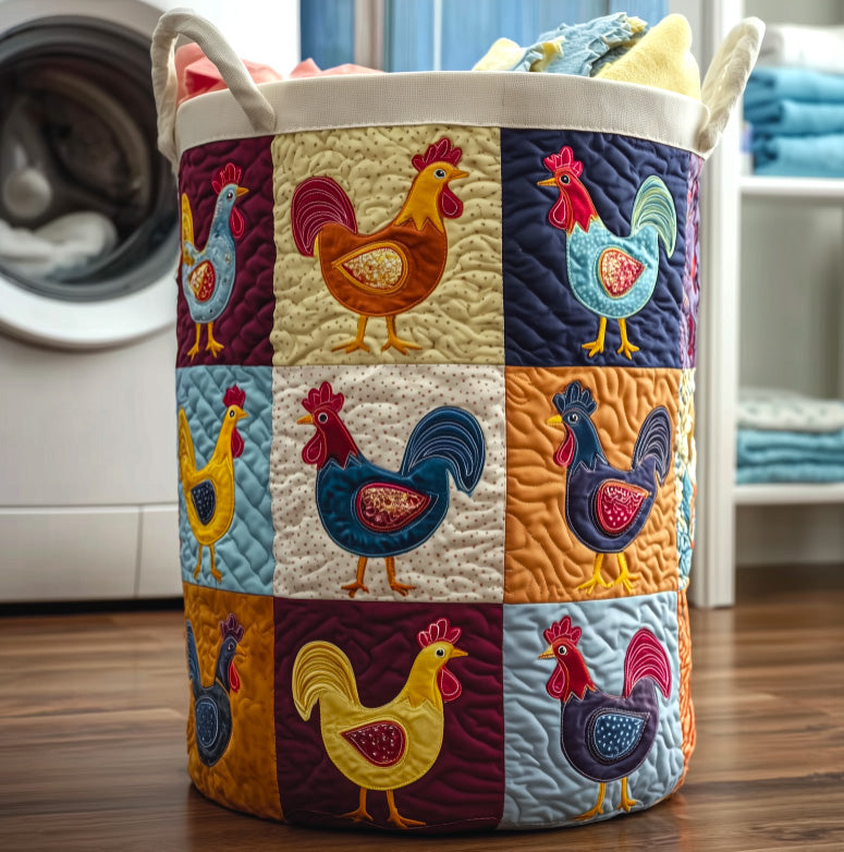Whimsical Chicken Quilted Laundry Basket Gftotg396 Gift To Brighten Their Day