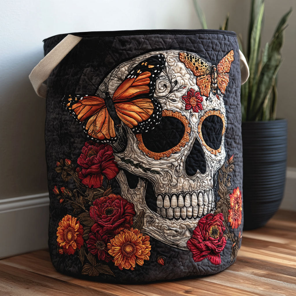 Midnight Skull Quilted Laundry Basket Valentine�s Day Merch Gift