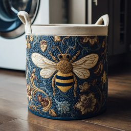 Ornate Bee Quilted Laundry Basket Merch For Her