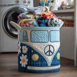 Hippie Van Quilted Laundry Basket Ideal Present For Newlyweds