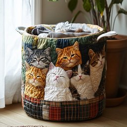 Happy Whiskers Quilted Laundry Basket Graduation Merch Gift