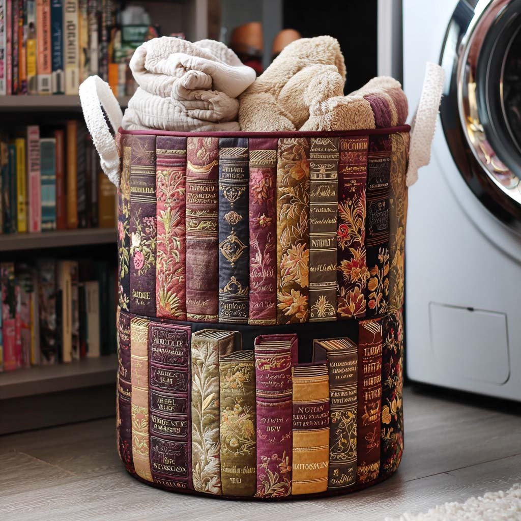 Literary Mood Quilted Laundry Basket Merch For Home And Living