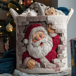 Santa Peek Quilted Laundry Basket Thoughtful Housewarming Gift
