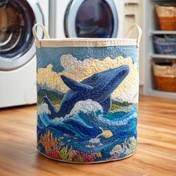 Whale Horizon Quilted Laundry Basket Mother�s Day Merch Gift