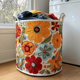 Floral Joy Quilted Laundry Basket Mother�s Day Merch Gift