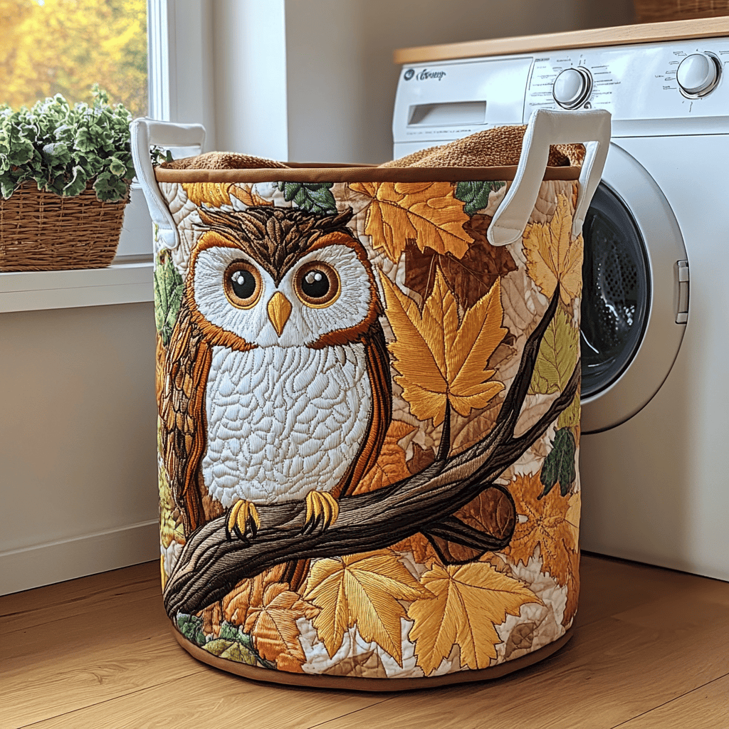 Golden Owl Quilted Laundry Basket Fall Merch Pick