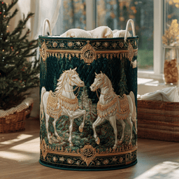 Golden Horse Quilted Laundry Basket Gift To Brighten Their Day