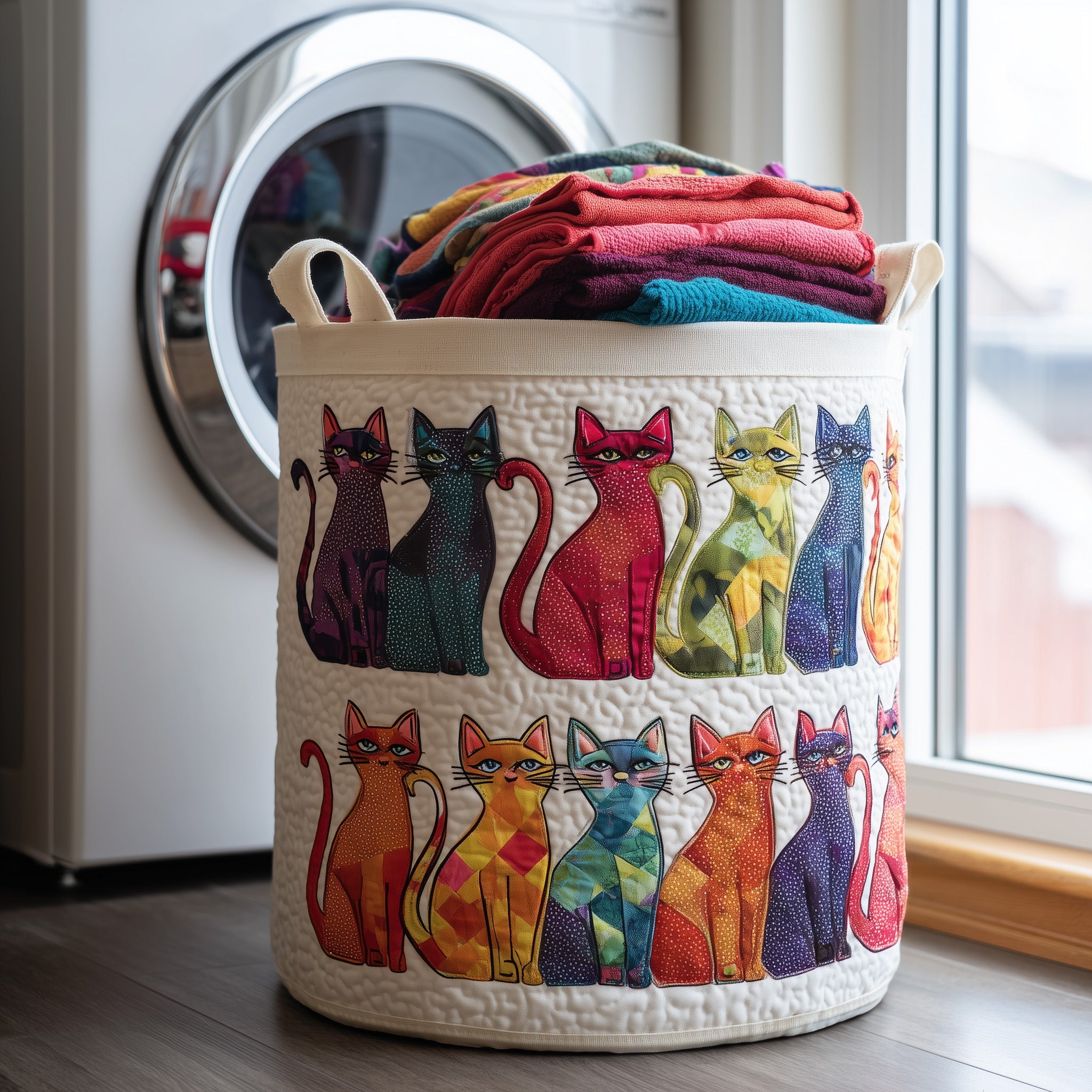 Playful Cat Quilted Laundry Basket Mother�s Day Merch Gift