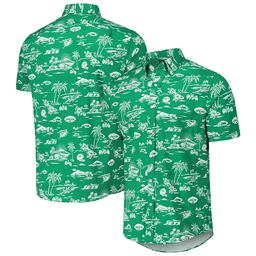 Reyn Spooner New York Jets Merch Hawaiian Shirt Kelly Green Throwback Kekai Aloha Shirt Gift Ideas_