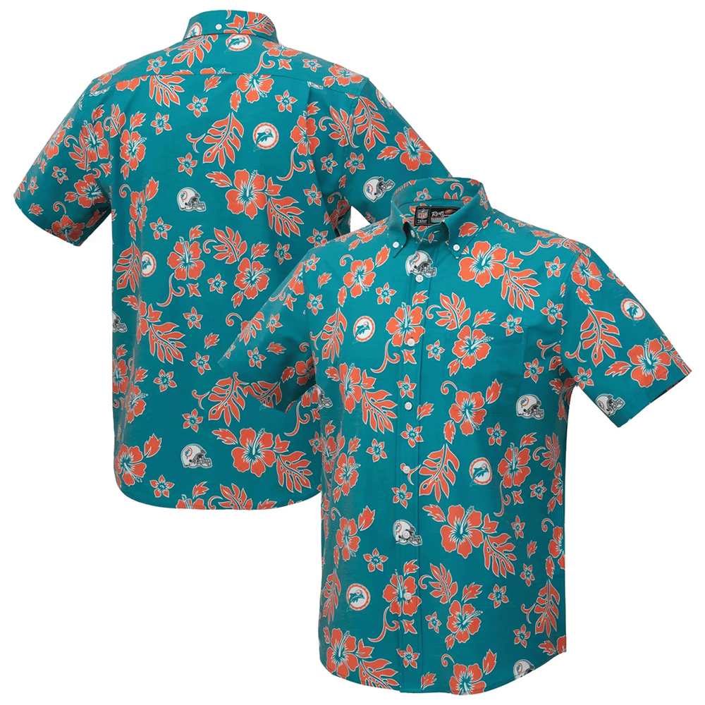 Reyn Spooner Miami Dolphins Merch Hawaiian Shirt Aqua Kekai Performance Aloha Shirt Gift For Son_