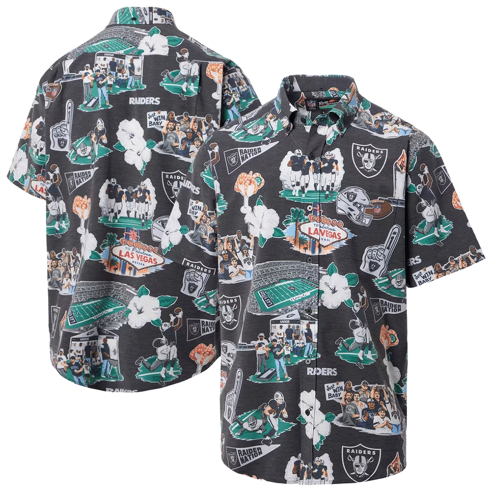 Reyn Spooner Las Vegas Raiders Merch Hawaiian Shirt Scenic Aloha Shirt Gift For Brothers_