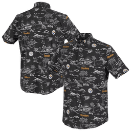 Reyn Spooner Pittsburgh Steelers Merch Black Kekai Performance Aloha Shirt Gift For Football Fans_