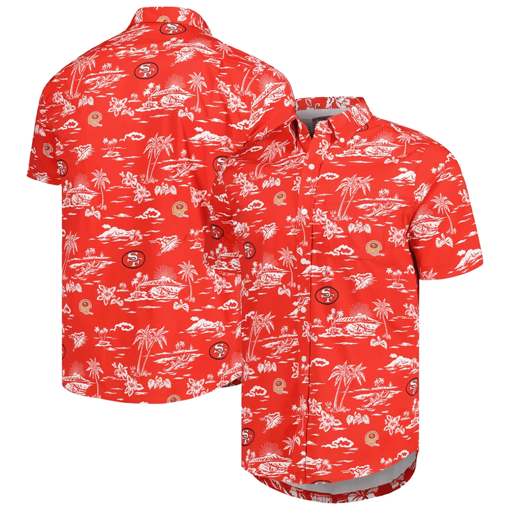 Reyn Spooner San Francisco 49ers Merch Hawaiian Shirt Scarlet Throwback Aloha Shirt Mens Gift