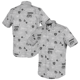 Reyn Spooner Las Vegas Raiders Merch Hawaiian Shirt  Silver Kekai Performance Aloha Shirt_