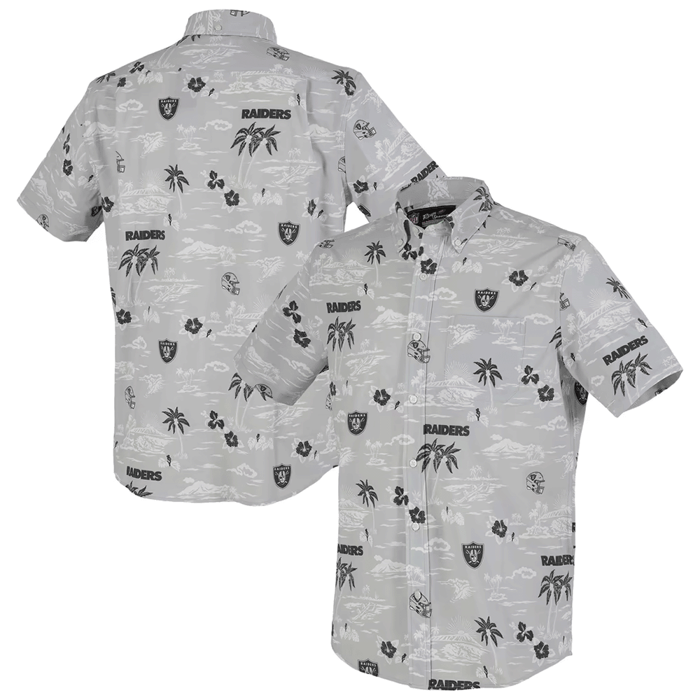 Reyn Spooner Las Vegas Raiders Merch Hawaiian Shirt  Silver Kekai Performance Aloha Shirt_