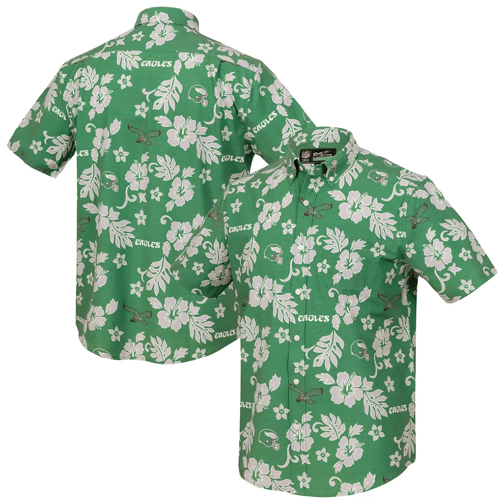 Reyn Spooner Philadelphia Eagles Merch Hawaiian Shirt Kelly Green Performance Aloha Shirt Dad Gift