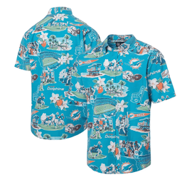 Reyn Spooner Miami Dolphins Merch Hawaiian Shirt Aqua Scenic Aloha Shirt Football Lovers Gift_